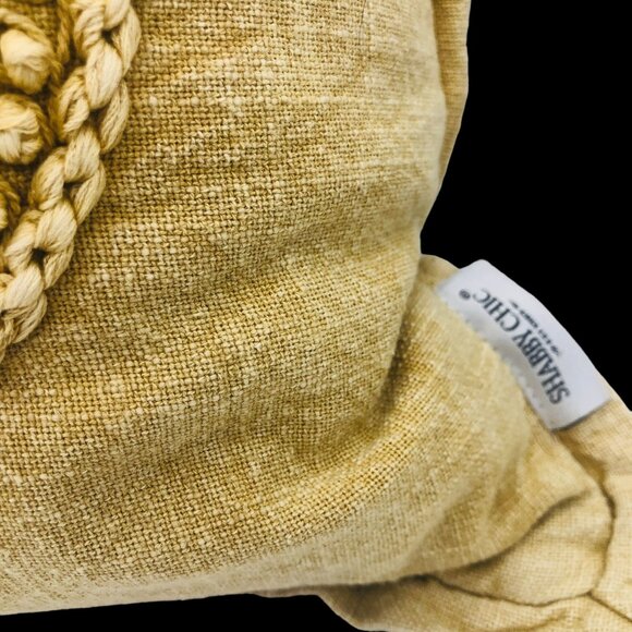 Vtg Shabby Chic Embroidered Textured Pumpkin Decorative Pillow Beige Cotton 19" - Picture 4 of 11